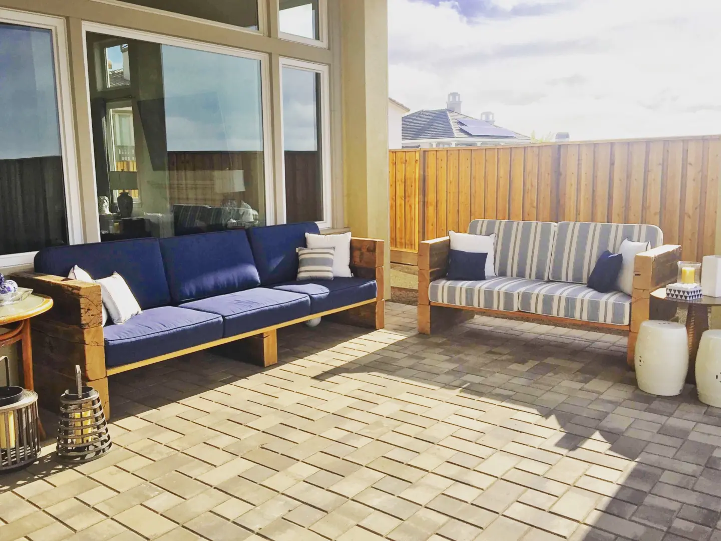 Patio outdoor sofa home decor with wooden privacy fence in miami valley oh